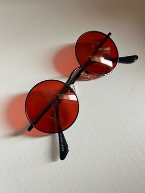 Red Lens Glasses Blue Block Retro Round Fashion